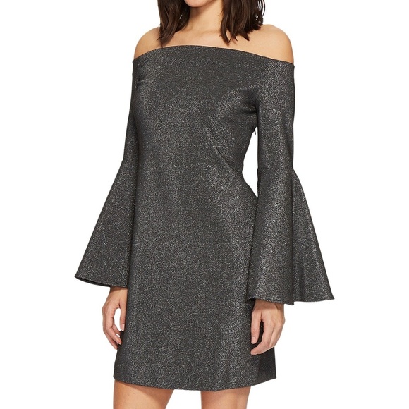 Vince Camuto Dresses & Skirts - NWT Metallic Silver Off Shoulder Bell Sleeve Dress
